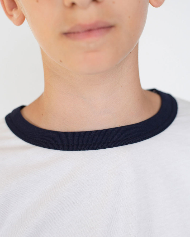 T-shirt Bambino Manica Lunga [Sarah] in Cotone Colori a Contrasto - Made in Italy