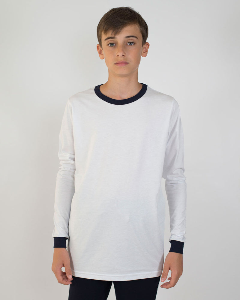 T-shirt Bambino Manica Lunga [Sarah] in Cotone Colori a Contrasto - Made in Italy